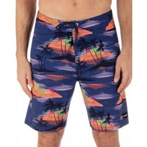 Hurley Men's Phantom Eco Weekender Boardshorts: BLUE TROPICAL Vacation Size 32